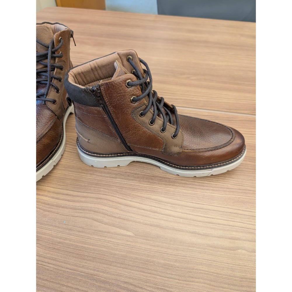 Franco Fortini Men Ken Cognac Leather Ankle Lace Up Lug Boots 10.5 Brown 503805 - Picture 4 of 9